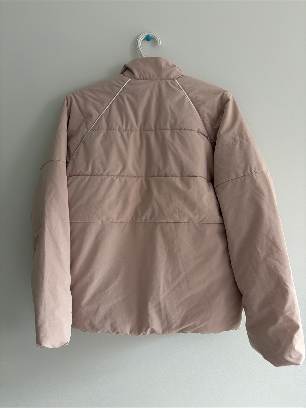 adidas Women's Blush Pink Half-Zip Puffer Jacket with kangaroo pocket - Picture 3 of 4